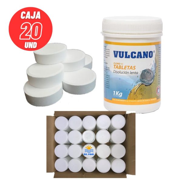 Cloro en Tabletas VULCANO pack caja 20 Und