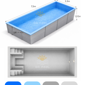 Piscina Fibra de Vidrio 7,5x3,2 (instalada)