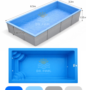 Piscina Fibra de Vidrio 6,5x3,3 (instalada)