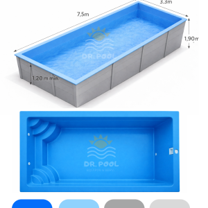 Piscina Fibra de Vidrio 7,5x3,3 (instalada)