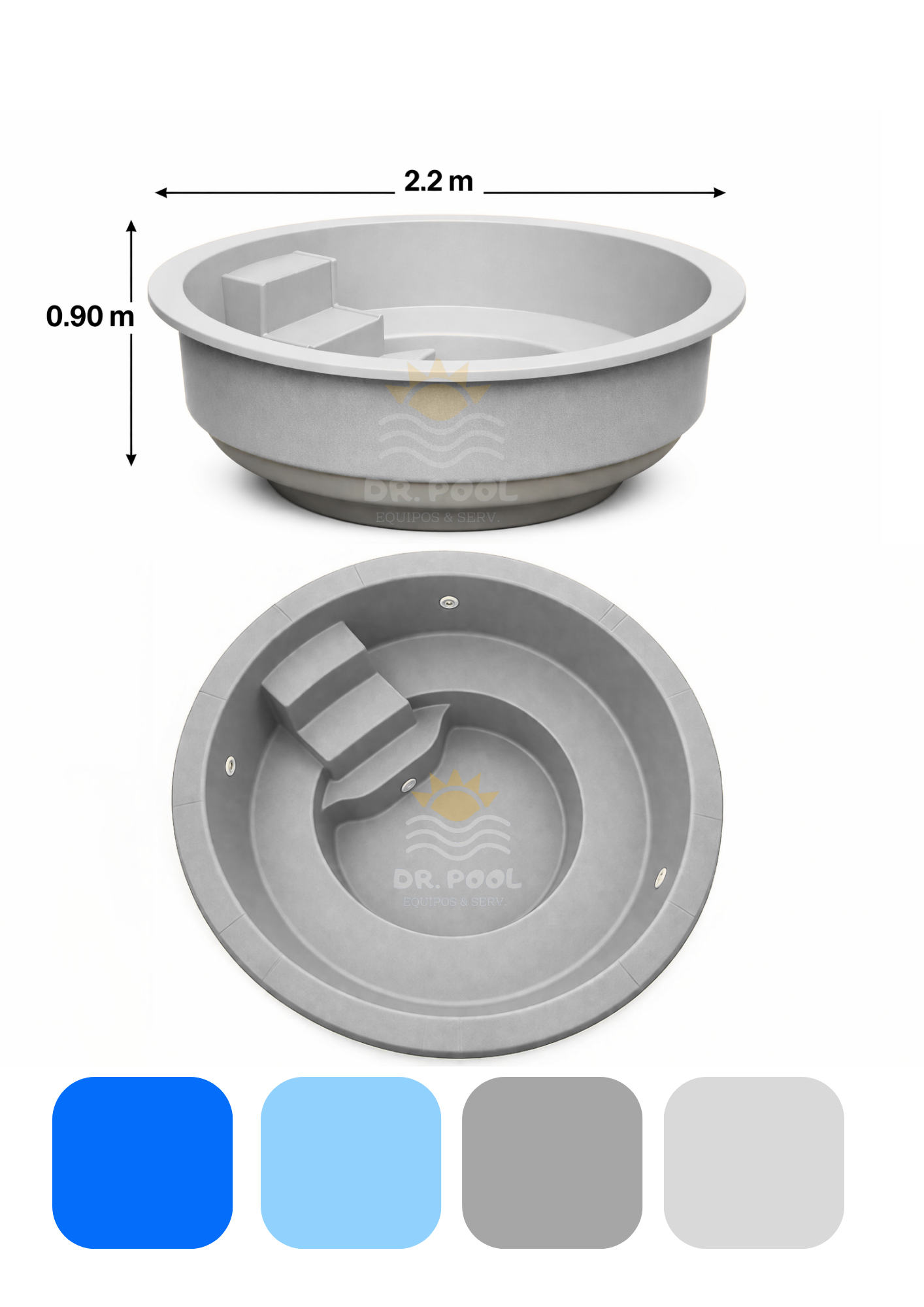 Jacuzzi Fibra de Vidrio 2,2 x 2,2 (instalada)